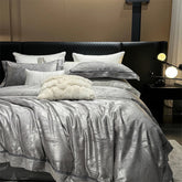 High-End 1000TC Egyptian Cotton Silver Grey Marble Jacquard Design Bedding Luxury Duvet Cover Flat/Fitted Sheet Pillowcase 4Pcs