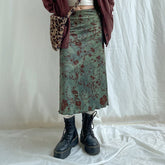 Fern Fleur Straight Midi Skirt
