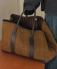 Simple Style Chocolate Large Capacity Satchel Bags