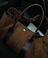 Simple Style Chocolate Large Capacity Satchel Bags