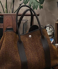 Simple Style Chocolate Large Capacity Satchel Bags