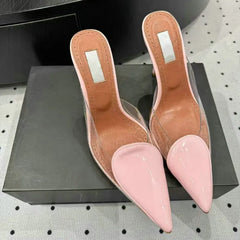 Size 35-42 Transparent PVC Slippers Ladies Thin High Heels