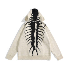 Scolopendra Skelett Rippen Gestrickter Hoodie Unisex Pullover
