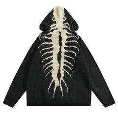 Scolopendra Skelett Rippen Gestrickter Hoodie Unisex Pullover