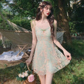 Spring Elfie Embroidered Cottagecore Mini Dress