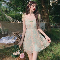 Spring Elfie Embroidered Cottagecore Mini Dress