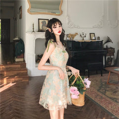 Spring Elfie Embroidered Cottagecore Mini Dress