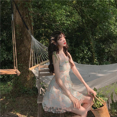 Spring Elfie Embroidered Cottagecore Mini Dress