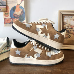Y2K Stars Patchwork Aesthetic Baddie Women Sneakers