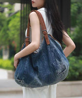 Stylish Large Capacity Blue Denim Satchel Bags