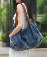 Stylish Large Capacity Blue Denim Satchel Bags