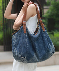 Stylish Large Capacity Blue Denim Satchel Bags