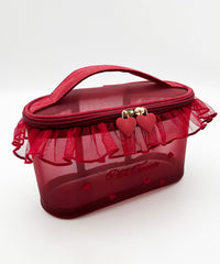 Embroideried Stylish Tulle Ruffled Red Tote Handbag