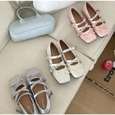 Butterfly-knot Flat Mary Jane Women Comfort Soft Sole Ladies Elegnat Square Toe Dress Ballets Shoes