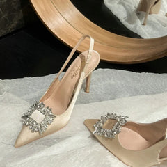 Pointy French Satin High Heels