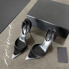 Pointy head With Rhine-diamond Temperament Fine Heel