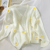 Süße Daisy Cottagecore-Strickjacke