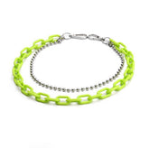 Cadenas de cintura de color neón con cuentas dobles transparentes
