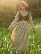 Conjunto de vestido de estilo cottagecore con musgo de árbol