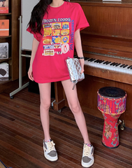 Camiseta holgada con estampado colorido de Las Vegas West en rojo