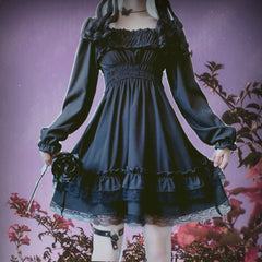 Vestido mini lolita oscuro de princesa gótica de Lágrimas de vampiro
