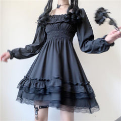 Vestido mini lolita oscuro de princesa gótica de Lágrimas de vampiro