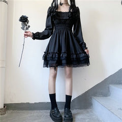 Vestido mini lolita oscuro de princesa gótica de Lágrimas de vampiro