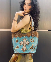 Western Style Hardware Diamond Cross Satchel Bags