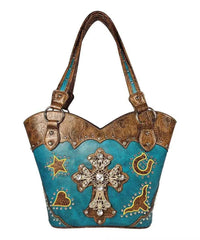 Western Style Hardware Diamond Cross Satchel Bags