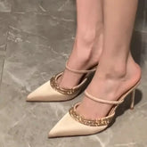 Woman Slipper Autumn Pointy Purple Fine Heel