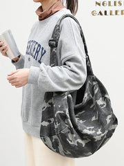 Women Camouflage Washed Shoulder Bag Crossbody Bag