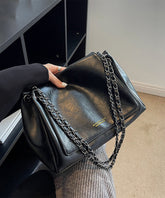 Women Black Patchwork Faux Leather Satchel Bags