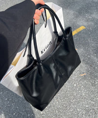 Handbag Versatile Leather Faux Satchel Women Black