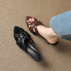 cowhide pointed toe high Heels