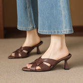 cowhide pointed toe high Heels
