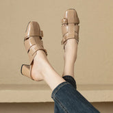 leather cowhide hollow breathable high Heels