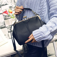 Kiss Bag Top Handle Crossbody Plain Lock