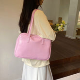 Leather Plain Faux Carryall Bag