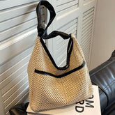 Straw Tote Bag + Faux Leather Pouch