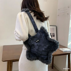 Star Trim Tote Bag Fluffy