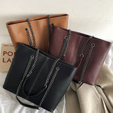 Tote Faux Strap Chain Leather Bag