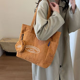 Lettering Corduroy Tote Bag + Coin Purse