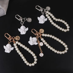 Angel Faux Alloy / Faux Pearl Bag Charm Keyring
