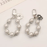 Heart Faux Pearl Bag Charm Keyring
