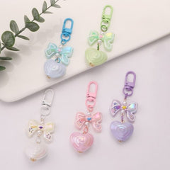 Bow Heart Acrylic Bag Charm Keyring
