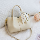 Top Handle Plain Faux Leather Crossbody Bag + Scarf