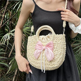 Top Handle Woven Crossbody Bag + Scarf