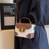 Plain Top Leather Faux Crossbody Bag Handle Flap