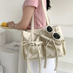Tote Nylon Bag Accent Plain Bow