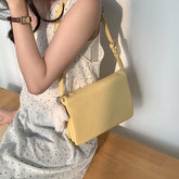 Leather Faux Plain Shoulder Flap Bag